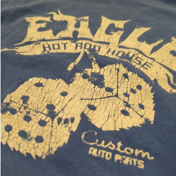 VTG American Eagle Men's Large Skater Spellout Dice Biker Auto Flames Punk Y2K - Picture 2 of 8